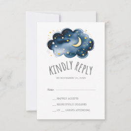 Moon and Stars Boy Baby Dusche UAWG RSVP Karte