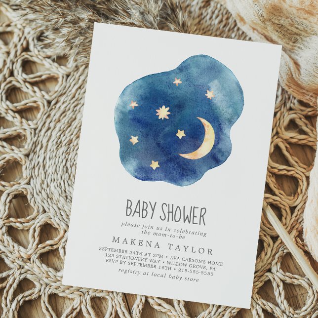 Moon and Stars Boy Baby Shower Einladung (Von Creator hochgeladen)