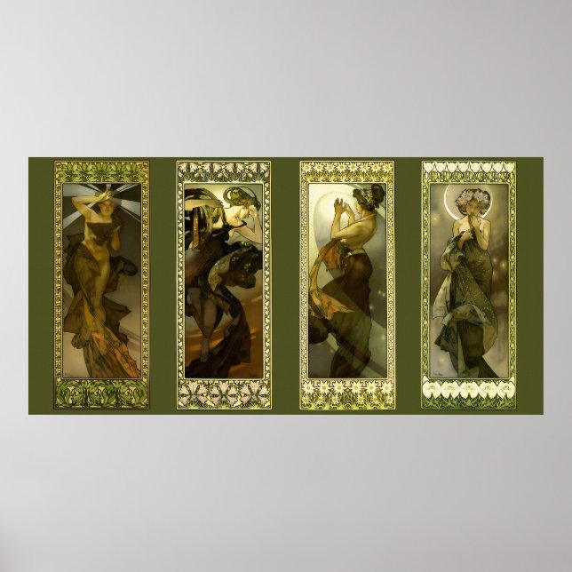 Moon and Stars by Alphonse Mucha Poster (Vorne)
