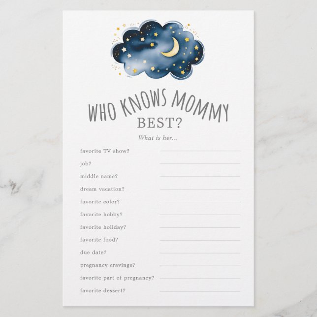 Moon and Stars, die Mommy Best Trivia Game kennen Flyer (Vorne)