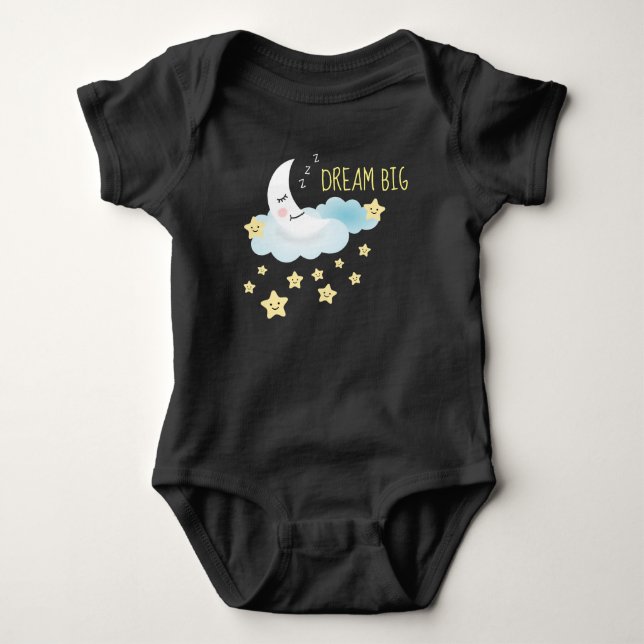Moon and Stars Dream Große Niedliche Illustration Baby Strampler (Vorderseite)