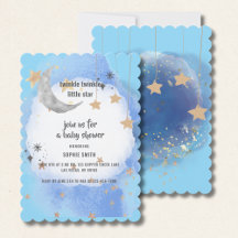 Moon and Stars Dunkelblau Wasserfarbe Abstrakt
