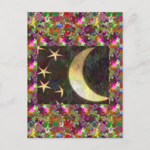 Moon and Stars : Elegante Starry night background Postkarte