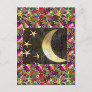 Moon and Stars : Elegante Starry night background Postkarte