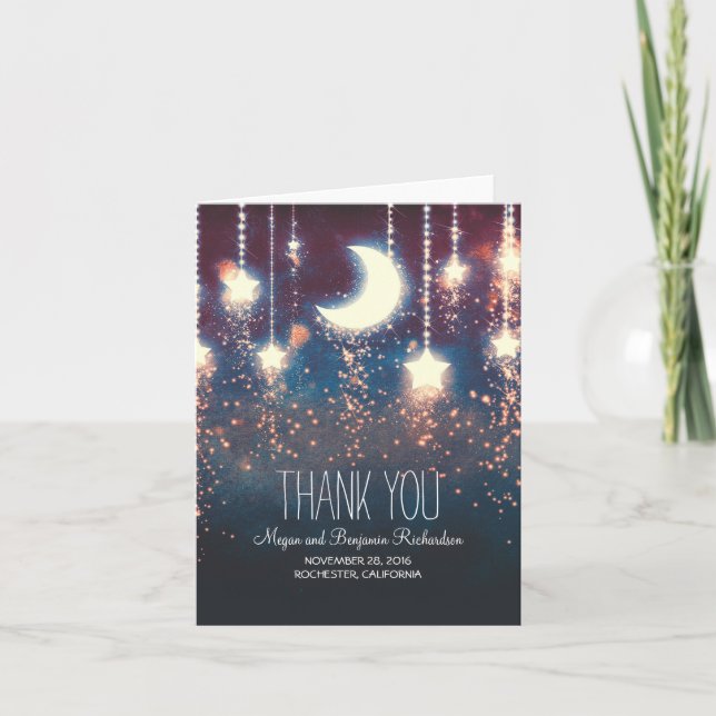 Moon and Stars Enchanted Wedding Danke (Vorderseite)