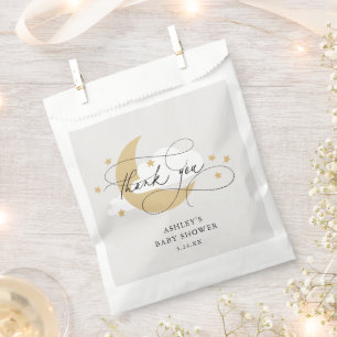 Moon and Stars Gray Script Baby Dusche Vielen Dank Geschenktütchen