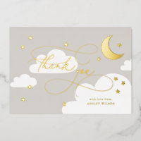 Moon and Stars Gray Script Baby Vielen Dank