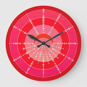 Moon and Stars Mandala - Rot und Korallen Große Wanduhr