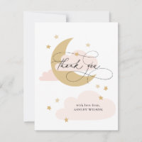 Moon and Stars Matte Pink Script Baby Dusche