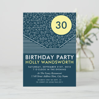Moon and Stars, Modern Birthday Party Einladung