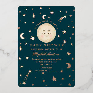 Moon and Stars Night Niedlich Baby Dusche Folieneinladung
