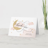 Moon and Stars Pink Script Baby Dusche
