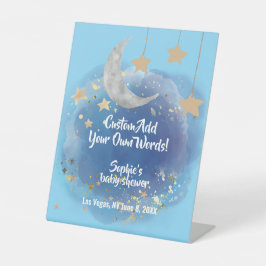 Moon And Stars Royal Blue Gold Custom words Sockelschild