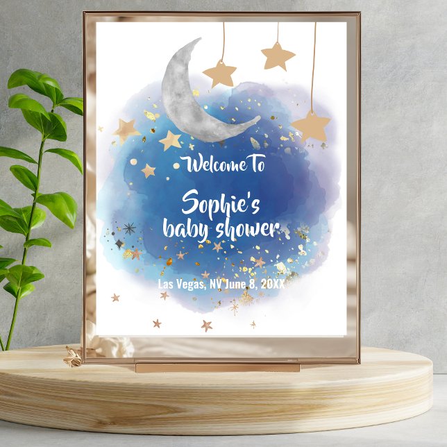 Moon And Stars Royal Blue Gold Welcome Sign Poster (Von Creator hochgeladen)