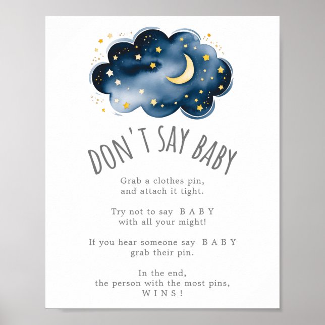 Moon and Stars Say Baby Game Sign Poster (Vorne)