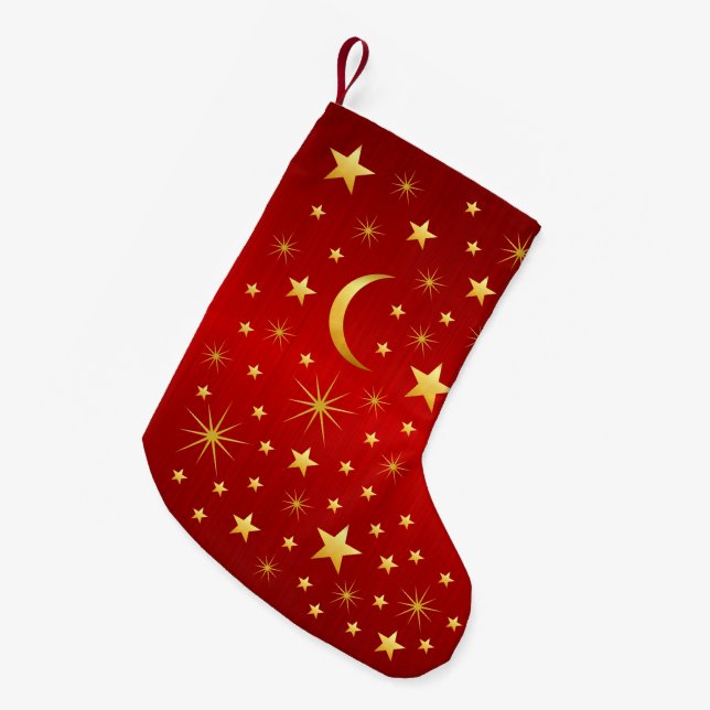 Moon and Stars Weihnachts-Strumpf Kleiner Weihnachtsstrumpf (Vorderansicht (hängend))