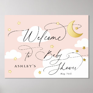 Moon and Stars Wolken Pink Begrüßungsdusche Baby Foliendrucke