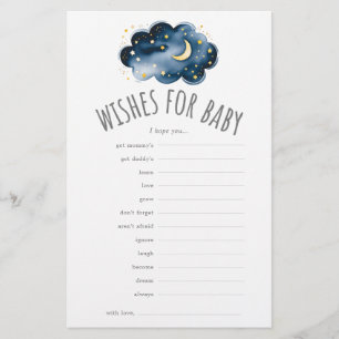 Moon and Stars Wünsche für Babyduschberatungskarte Flyer
