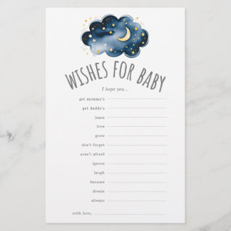 Moon and Stars Wünsche für Babyduschberatungskarte Flyer