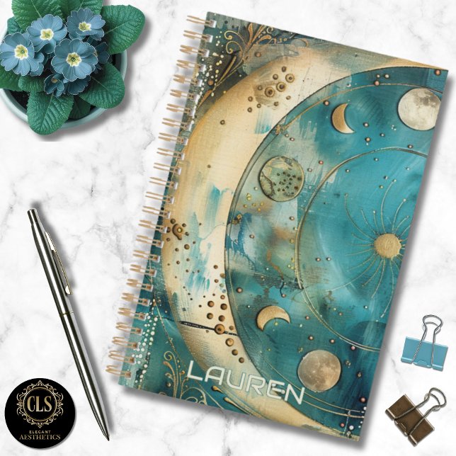 Moon and Sun Celestial Clean Name Planer (Daily Planner – Personalized Magical Celestial)