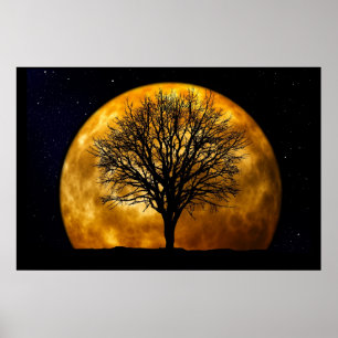 Moon and Tree Poster benutzerdefinierbar