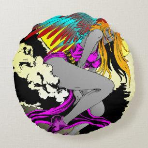 Moon Angel Rundes Kissen