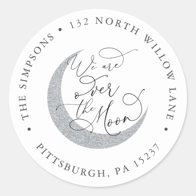 Moon Baby Rücksendeadresse Classic Round Sticker (Vorderseite)
