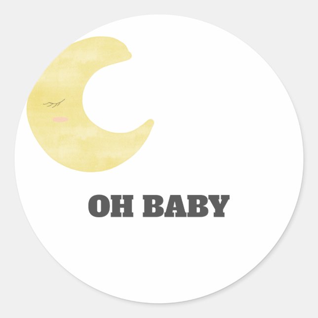 Moon Baby Shower Runder Aufkleber (Vorderseite)
