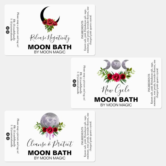 Moon Bath Soin Spell Étiquettes (Groupe)