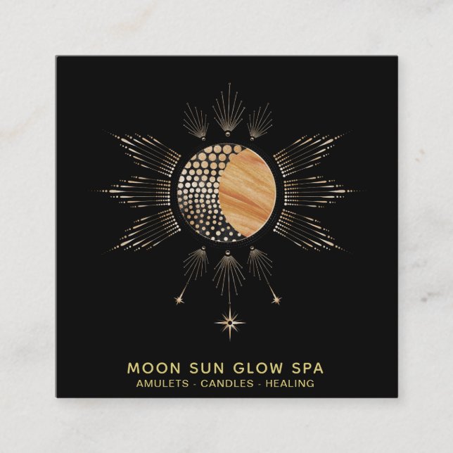 *~* Moon Beams Sun strahlt kosmische Energie Quadratische Visitenkarte (Vorderseite)