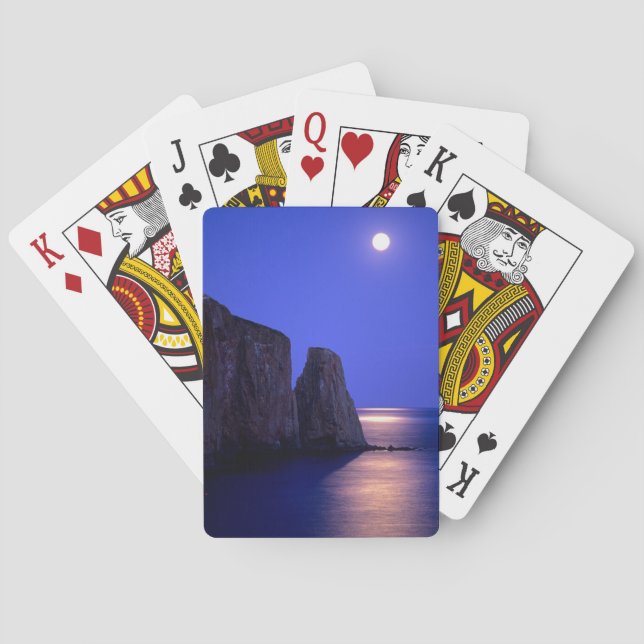 Moon bei Dämmerung | Perce Rock Gaspe Coast Quebec Spielkarten (Rückseite)