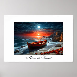 Moon bei Sonnenuntergang Poster