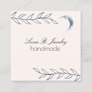 Moon & Botanical Art Blue Gran Quadratische Visitenkarte