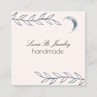 Moon & Botanical Art Blue Gran Quadratische Visitenkarte