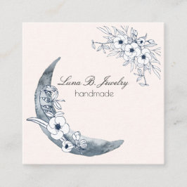 Moon & Botanical Art Blue Gran Quadratische Visitenkarte