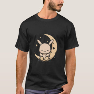 Moon Bunny Rabbit sitzend in Crescent Moon Oster T-Shirt