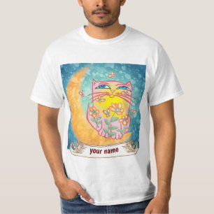 Moon Cat Blume T-Shirt