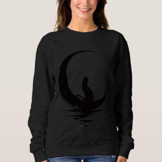 Moon Cat T-Shirt – Witchy Celestial Black Cat Grap Sweatshirt