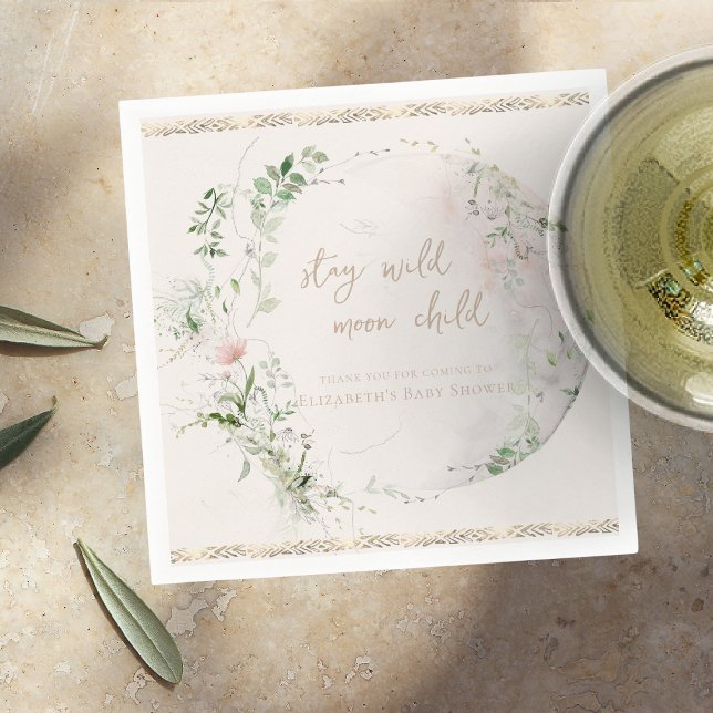 Moon Child | Boho Hippie Baby Shower Serviette (Von Creator hochgeladen)