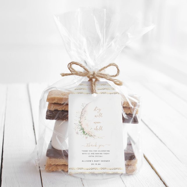 Moon Child | Boho Hippie Baby Shower Thank You Geschenkanhänger (Von Creator hochgeladen)