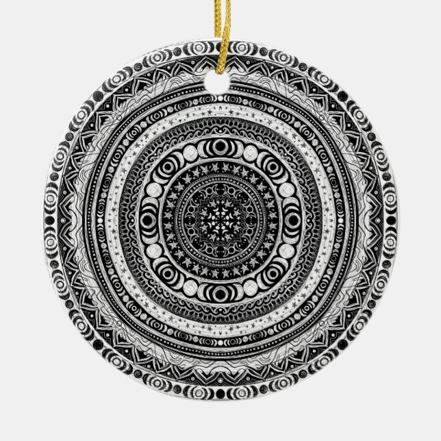 Moon Child Mandala Triple Moon Hexe Keramik Ornament (Vorne)