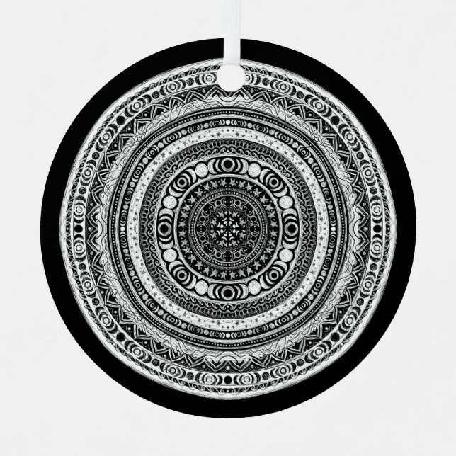 Moon Child Mandala Triple Moon Hexe Ornament Aus Metall (Vorderseite)