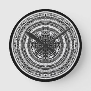 Moon Child Mandala Triple Moon Rotzunge Runde Wanduhr