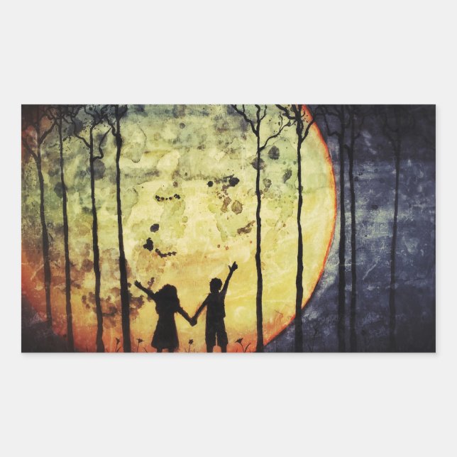 Moon Children Rechteckiger Aufkleber (Vorderseite)