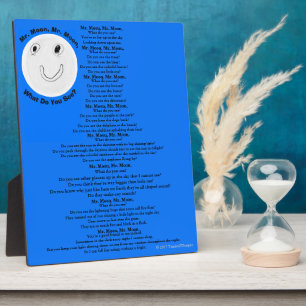 Moon Children's Gedicht Blue Black Fotoplatte