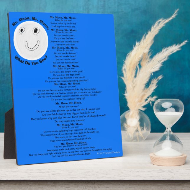 Moon Children's Gedicht Blue Black Fotoplatte (Seite)