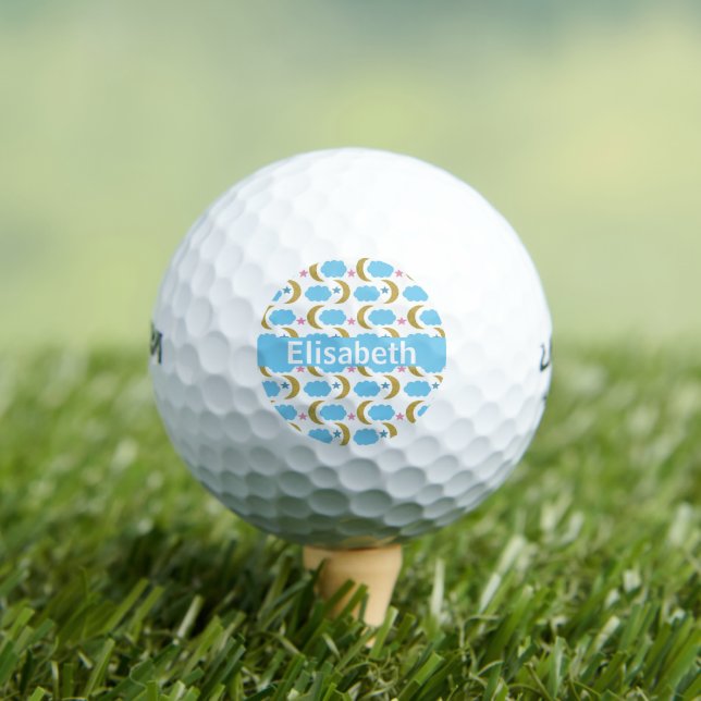 Moon Cloud Stars Imitats Gold Glitzer personalisie Golfball (Insitu T-Shirt)