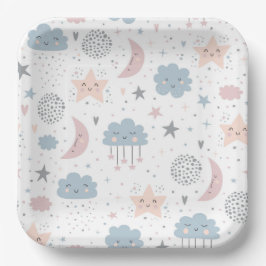 Moon Clouds Babydusche Pappteller