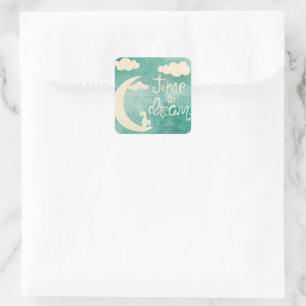 Moon Clouds Inspirierend Dream Quote Quadratischer Aufkleber