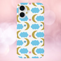 Moon Clouds Stars Imitats Gold Glitzer Blue
